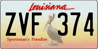 LA license plate ZVF374