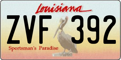 LA license plate ZVF392