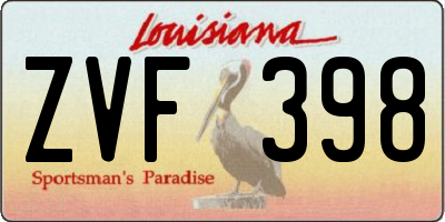 LA license plate ZVF398
