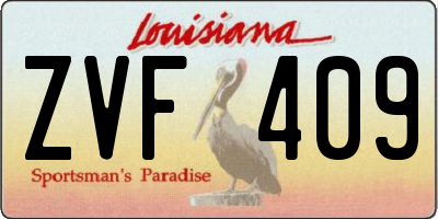 LA license plate ZVF409