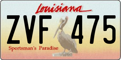LA license plate ZVF475