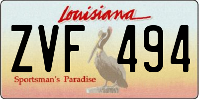 LA license plate ZVF494
