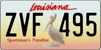 LA license plate ZVF495