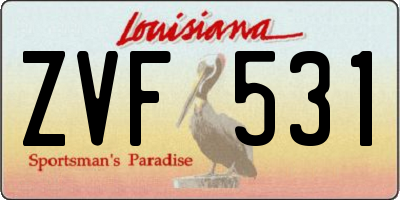 LA license plate ZVF531