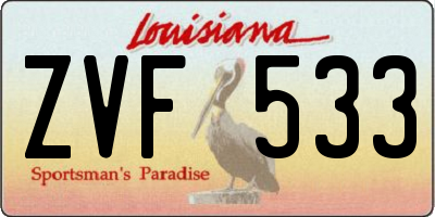 LA license plate ZVF533