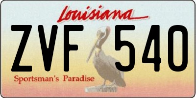LA license plate ZVF540
