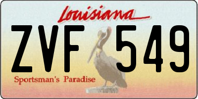 LA license plate ZVF549