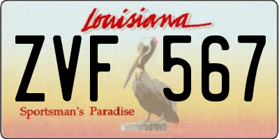 LA license plate ZVF567