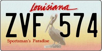 LA license plate ZVF574