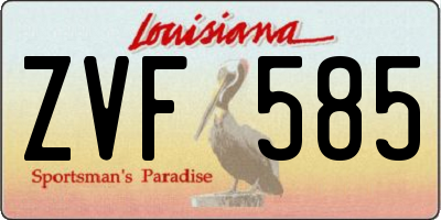 LA license plate ZVF585