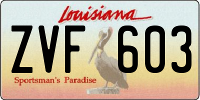 LA license plate ZVF603