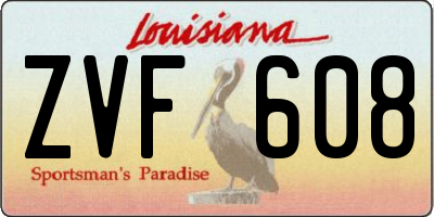 LA license plate ZVF608