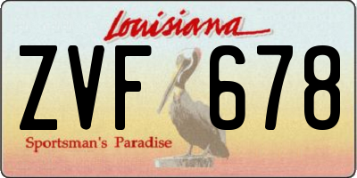 LA license plate ZVF678