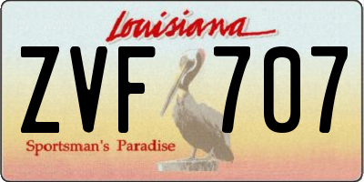 LA license plate ZVF707