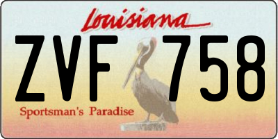 LA license plate ZVF758