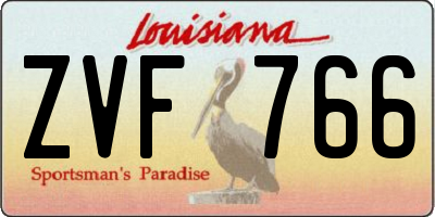 LA license plate ZVF766