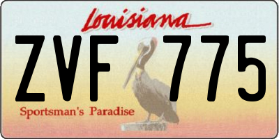 LA license plate ZVF775