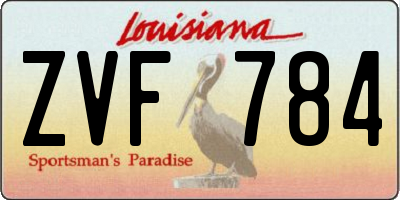 LA license plate ZVF784