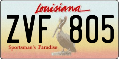 LA license plate ZVF805