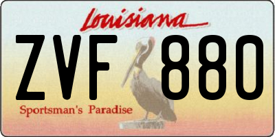 LA license plate ZVF880