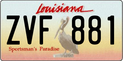 LA license plate ZVF881