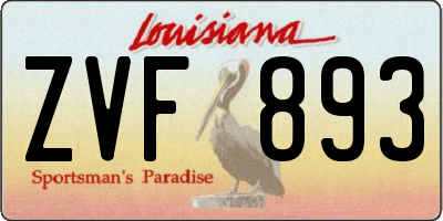 LA license plate ZVF893