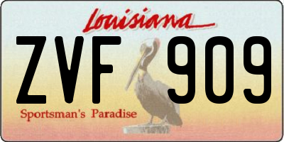 LA license plate ZVF909