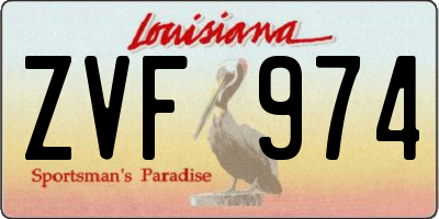 LA license plate ZVF974