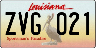 LA license plate ZVG021