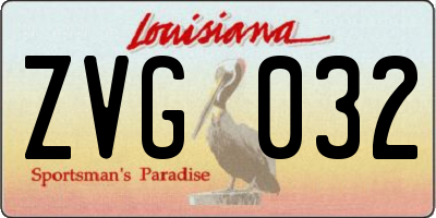 LA license plate ZVG032