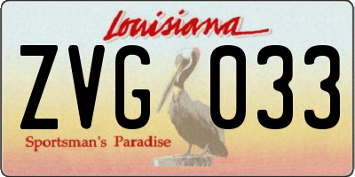 LA license plate ZVG033