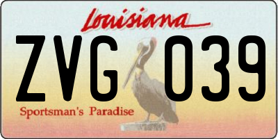 LA license plate ZVG039