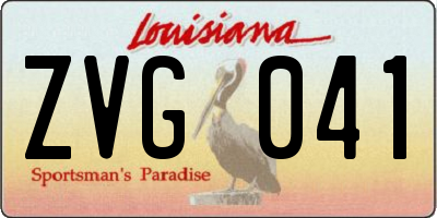 LA license plate ZVG041