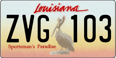 LA license plate ZVG103