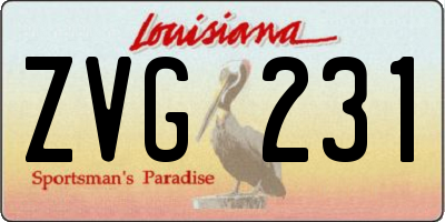 LA license plate ZVG231