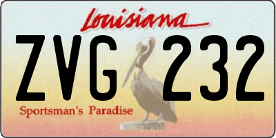 LA license plate ZVG232