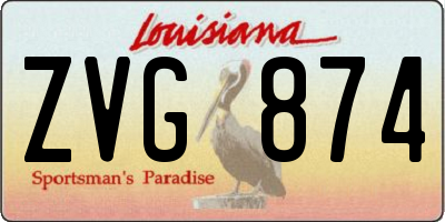 LA license plate ZVG874