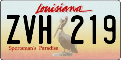 LA license plate ZVH219