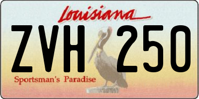 LA license plate ZVH250