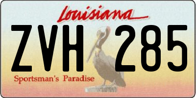 LA license plate ZVH285