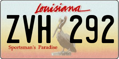 LA license plate ZVH292