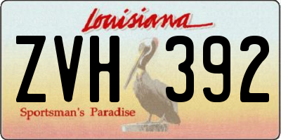 LA license plate ZVH392
