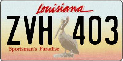 LA license plate ZVH403