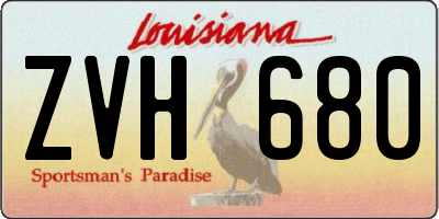 LA license plate ZVH680