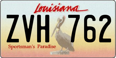 LA license plate ZVH762