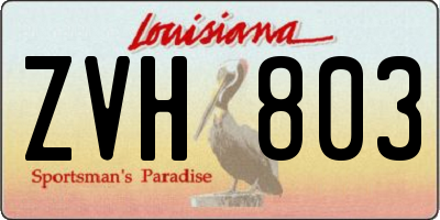 LA license plate ZVH803
