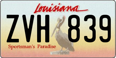 LA license plate ZVH839