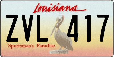 LA license plate ZVL417
