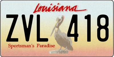 LA license plate ZVL418
