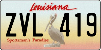LA license plate ZVL419